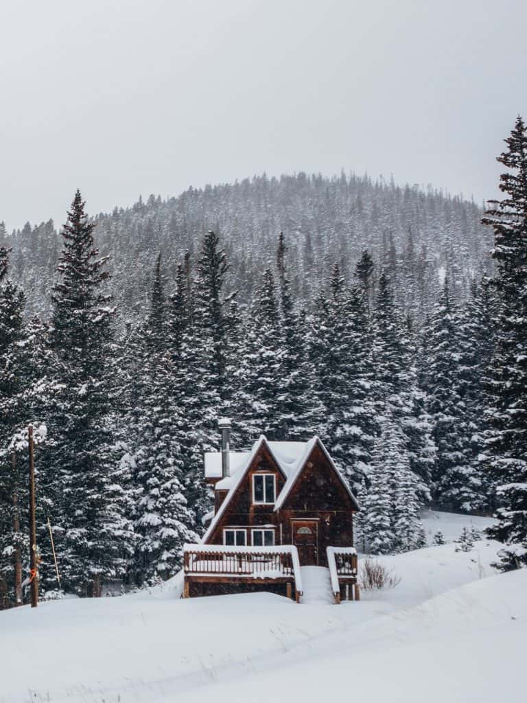 cabin during winter: Colorado